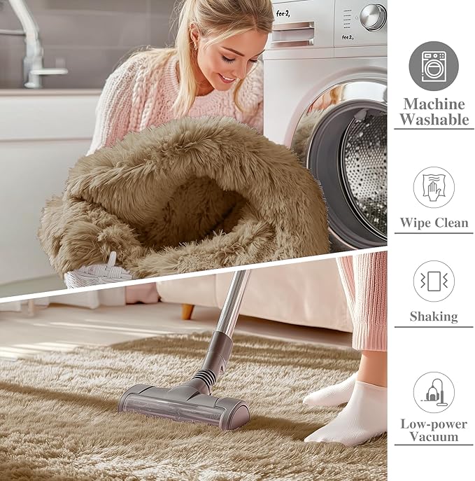 OLANLY 2x3 Machine Washable Small Bedside Rug, Soft Fluffy Shaggy Entryway Throw Rugs for Bedroom, Living Room, Indoor Floor Carpet for Kids Girls and Boys, Home Decor Aesthetic, Taupe