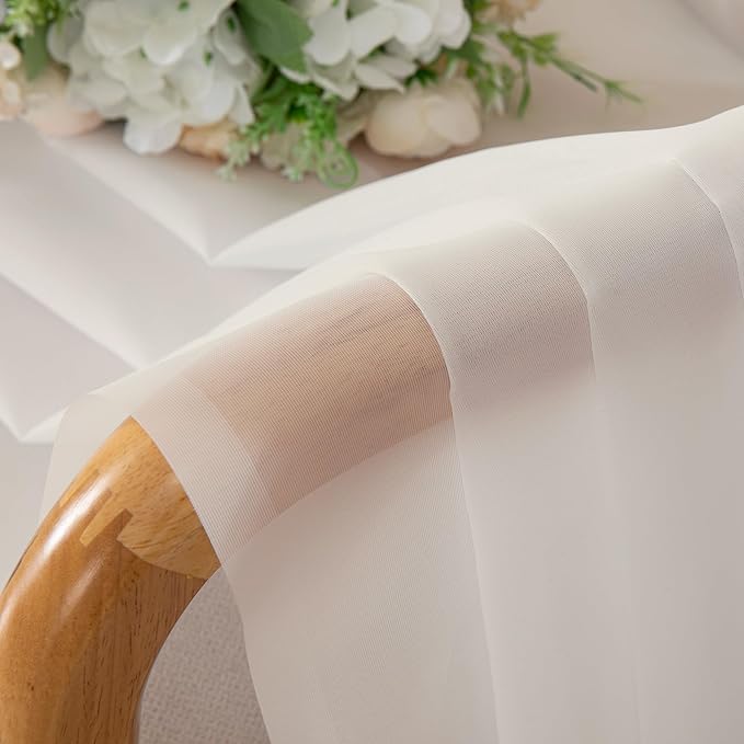 Chyhomenyc Ivory Sheer Curtains 108 Inch Long 2 Panels Set, Light Filtering Long Window Treatment Drapes for Living Room Bedroom Canopy, Each 42Wx108L inches, 9 Feet L, Set of 2, Ivory