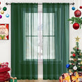 SpaceDresser Basic Rod Pocket Sheer Voile Window Curtain Panels White 1 Pair 2 Panels 60 Width 63 Inch Long for Kitchen Bedroom Children Living Room Yard(Foliage Green,60 W x 63 L)