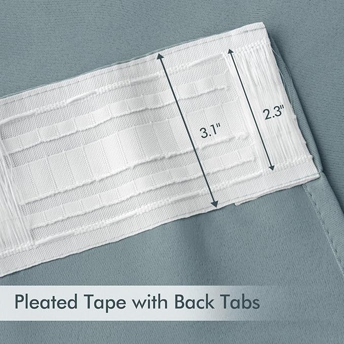 MIULEE Slate Blue Back Tab Blackout Curtains 72 Inches Long 2 Panels Set for Living Room Bedroom Privacy, Rod Pocket/Pinch Pleat Thermal Insulated Room Darkening Pleated Light Blocking Drapes