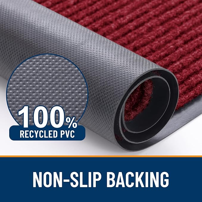 OLANLY Front Door Mat Indoor Outdoor Entrance, 2-Pack 71 x 47 Inch, Waterproof Heavy Duty Doormat, Fade Resistant, Low Profile, Easy Clean Patio Porch Welcome Floor Mats for Entry, Wine Red