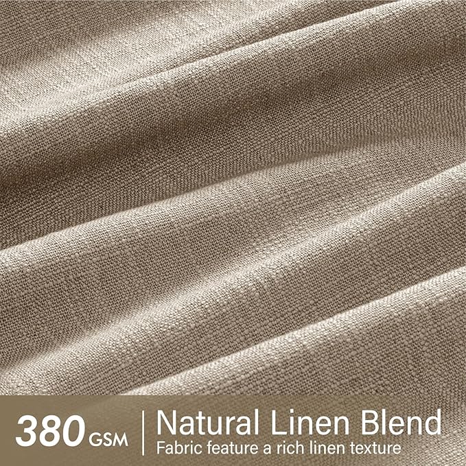 MIULEE Pinch Pleated Thick Linen Curtains 90 Inches Long 2 Panels for Living Room Bedroom, Linen Textured Memory Trained Pleat Drapes Back Tab Light Filtering Grey Beige Window Curtains with Hooks