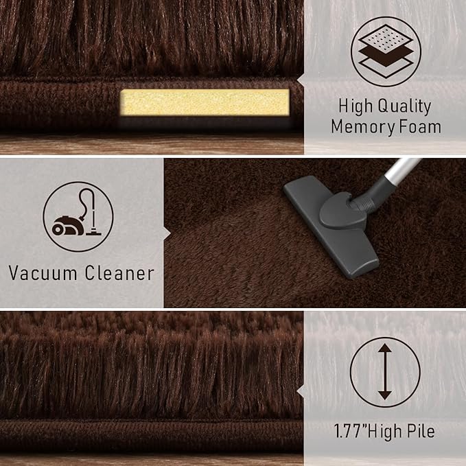 LOCHAS Ultra Soft Indoor Modern Area Rugs 2x8, Fluffy Living Room Carpets for Children Bedroom Home Decor Nursery Rug, Brown