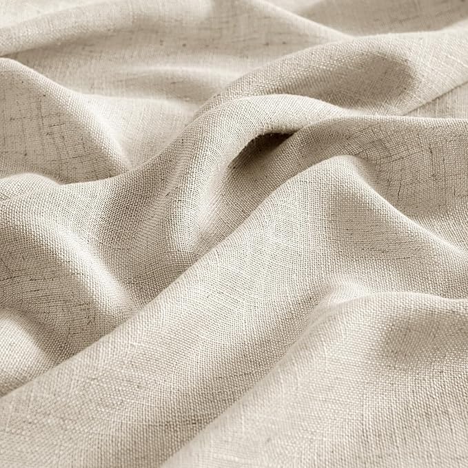 MIULEE Beige Linen Curtains 54 Inch Length 2 Panels for Bedroom Living Room, Soft Linen Textured Window Drapes Semi Sheer Light Filtering Back Tab Rod Pocket Farmhouse Modern Burlap Look Decor