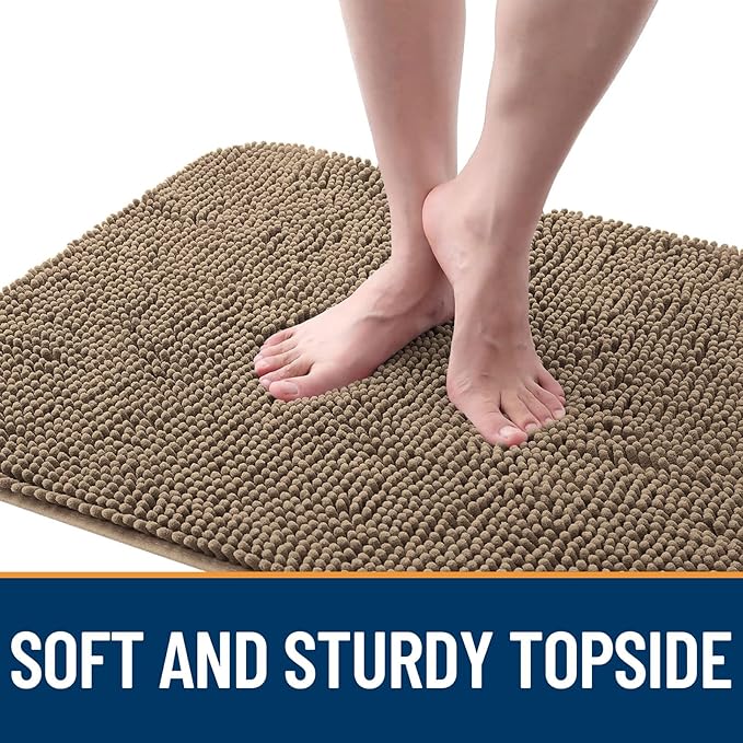 OLANLY Dog Door Mat for Muddy Paws 32x20, Absorbs Moisture and Dirt, Absorbent Non-Slip Washable Doormat, Quick Dry Chenille Mud Mat for Dogs, Entry Indoor Entryway Carpet for Inside Floor, Tan