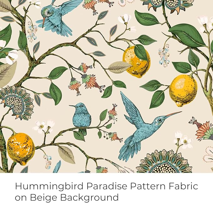 Topfinel 54 Inches Long Blackout Curtains for Cafe Kitchen Beige Vintage Grommet Room Darkening Luxury Floral Lemon Hummingbird Patterned Waverly Colorful Drapes for Living Room Bedroom