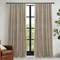 RYB HOME Camel Beige Velvet Curtains with Hook Tape, Thermal Insulated Privacy Protect Decorative Drapes for Home Theater, W 62 x L 84 inches, 2 Panels Set