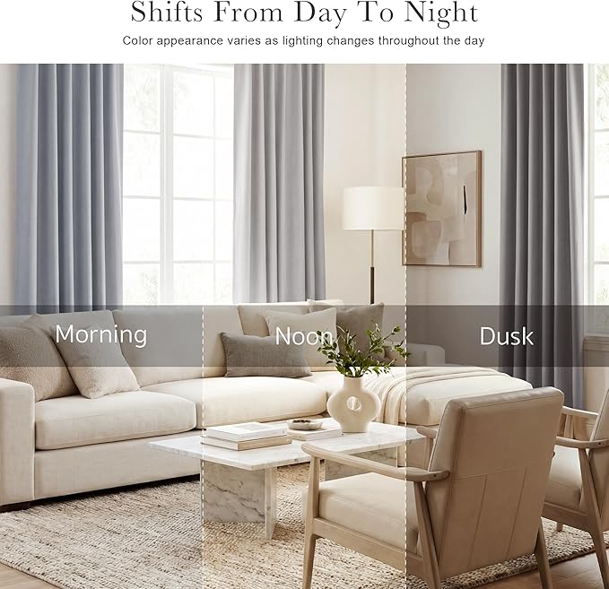 PONY DANCE Bathroom Window Curtains - Back Tab & Rod Pocket Drapes Window Treatments Privacy Protect/Blackout Curtain Panels for Kitchen, 42" W by 30" L, Silver Grey, 2 Pieces