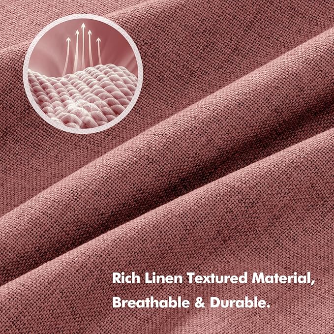 MIULEE 100% Blackout Linen Curtains for Bedroom, Dusty Rose Solid Luxury Decor Thermal Insulation Room Darkening Drapes for Living Room Nursery Back Tab Rod Pocket 42 x 96 Inches, 2 Panels