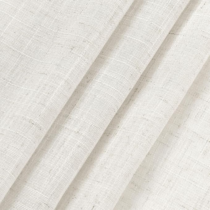 Beige White Kitchen Cafe Sheer Curtains 54 Inch Long 2 Panel Back Tab Linen Textured Light Filtering Short Neutral Bohemian Farmhouse Bedroom Bathroom Curtains 52Wx54L