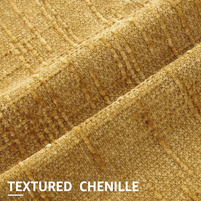 decorUhome Summer Mustard Yellow Chenille Throw Pillow Covers 16x16 Set of 2 Textured Soft Cozy Slubby Couch Pillow Covers Modern Farmhouse Boho Decorative Pillow Cases for Bed Sofa Living Room