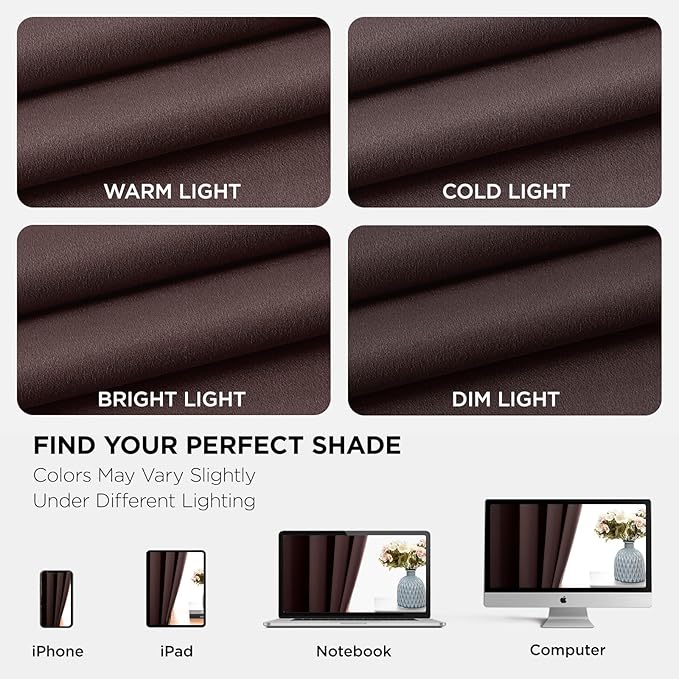 Joydeco Blackout Curtains 45 Inch Length 2 Panels Set, Thermal Insulated Long Curtains& Drapes 2 Burg, Room Darkening Grommet Drapes for Living Room Bedroom Window (W52 x L45 Inch, Chocolate)
