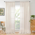 BGment 80 Inches Long Linen Semi Sheer Curtains for Bedroom, Oatmeal Light Filtering Window Drapes with Rod Pocket Lightweight Natural for Farmhouse Living Room, 2 Panels Set, Each 52 Inch Wide