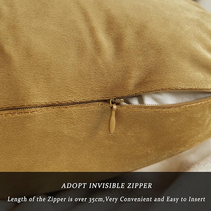 GIGIZAZA Golden Lumber Pillow Covers 12x20，Throw Velvet Decorative Cushion Pillow Covers for Couch Sofa Pack of 2