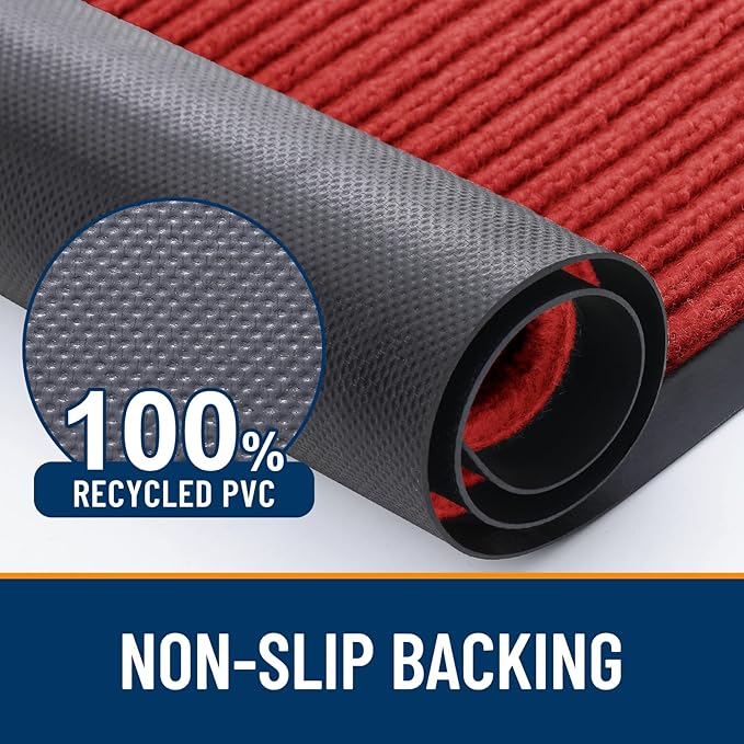 OLANLY Front Door Mat Indoor Outdoor Entrance, 2-Pack 59 x 34 Inch, Waterproof Heavy Duty Doormat, Fade Resistant, Low Profile, Easy Clean Patio Porch Welcome Floor Mats for Entry, Red