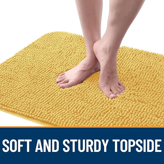 OLANLY Dog Door Mat for Muddy Paws 45x27, Absorbs Moisture and Dirt, Absorbent Non-Slip Washable Doormat, Quick Dry Chenille Mud Mat for Dogs, Entry Indoor Entryway Carpet for Inside Floor, Yellow