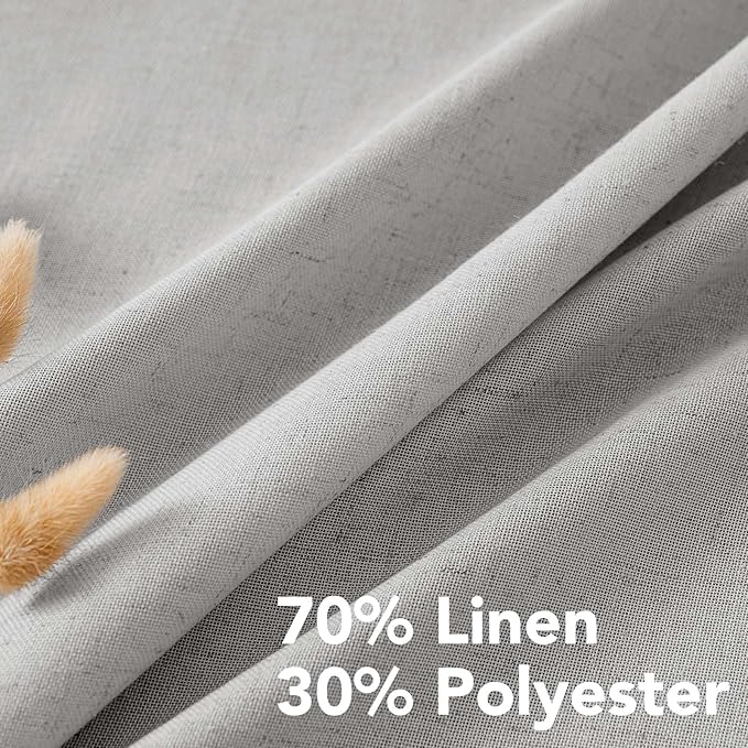 H.VERSAILTEX Elegant Natural Linen Blended Energy Efficient Light Filtering Linen Semi Sheer Textured Curtains/Nickel Grommet Window Treatments Panels/Drapes (Set of 2, Dove, 52" x 45")