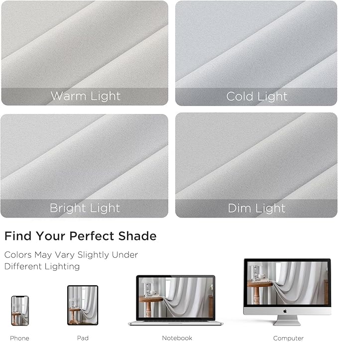 CUCRAF Grayish White Blackout Curtains 108 inch Length 2 Panels Set, Rod Pocket Room Darkening Drapes for Bedroom Living Room, Insulated Thermal Light Blocking Window Curtain (W52 x L108 Inch)