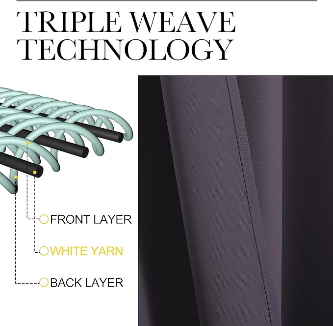 NICETOWN Window Curtains for Bedroom, Greyish Purple, 2 Panels, W42 x L48 -Inch, Home Decoration Thermal Insulated Rod Pocket Blackout Blinds & Drapes for Small Windows