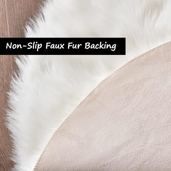 Goolela White Area Rug 6x9 Fluffy Fuzzy Furry Sheepskin Rug for Living Room Bedroom White Faux Fur Shag Carpet Rectangle