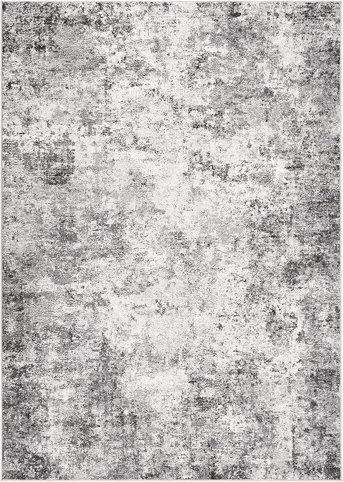 UERMEI 10x14 Area Rug Living Room Rugs - Washable Neutral Modern Abstract Soft Thin Large Rug Indoor Floor No Slip Rug Carpet for Bedroom Under Dining Table Home Office Decor - Grey