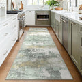BEIMO Runner Rug for Hallway Kitchen, 2x7 Machine Washable Runners Rug for Entryway, Light Green Soft Modern Abstract Throw Rugs, Low Pile Floor Carpet with Non Slip Backing