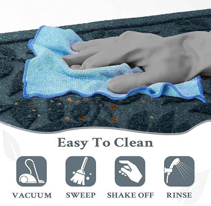 Blue Leaves Outdoor Indoor Entrance Doormats, Absorbent Durable Heavy Duty Welcome Front Door Mat,Thick Natural Rubber Back,Easy Clean Entryway Mat 23x35 Inch, Low Profile