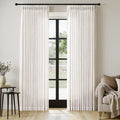 MIULEE Pinch Pleated Thick Linen Curtains 96 Inches Long 2 Panels for Living Room Bedroom, Memory Trained Pleat Drapes Light Filtering Natural Birch Semi Sheer Window Curtains Hooks Rings Back Tab