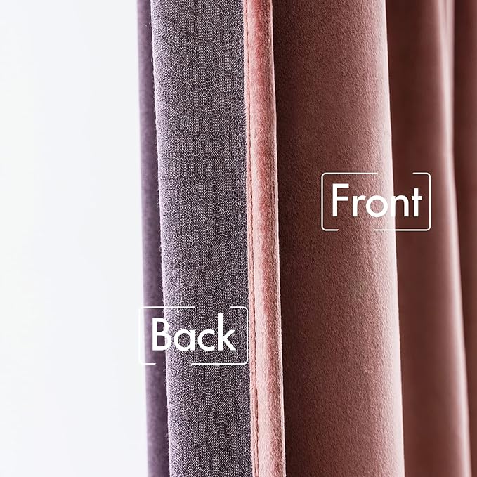 MIULEE Velvet Curtains 90 inches 2 Panels - Luxury Blackout Curtains for Bedroom Living Room Thermal Insulated Super Soft Window Drapes Rod Pocket & Back Tab, Dusty Rose Pink, W52 x L90 inch
