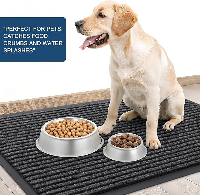 OLANLY Front Door Mat Indoor Outdoor Entrance, Waterproof Heavy Duty Doormat, Fade Resistant, Low Profile, Easy Clean Patio Porch Welcome Floor Mats for Entry, 47x23, Charcoal Grey