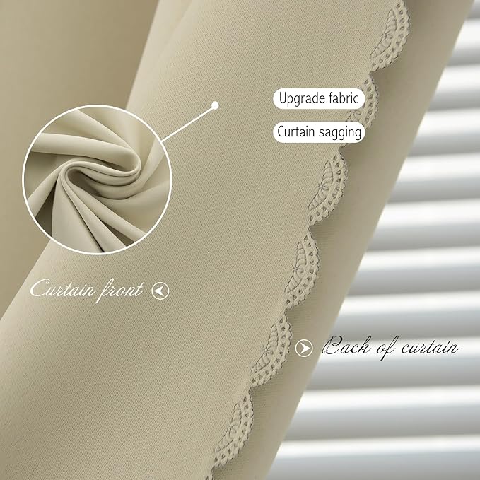 Self Adhesive Portable Blackout Curtains for Bedroom Easy to Install Window Thermal Lnsulated Kitchen Room Darkening Small Window Curtains, Cortinas Para Cuarto, 47"W X 79"L, Beige, 1 Panel