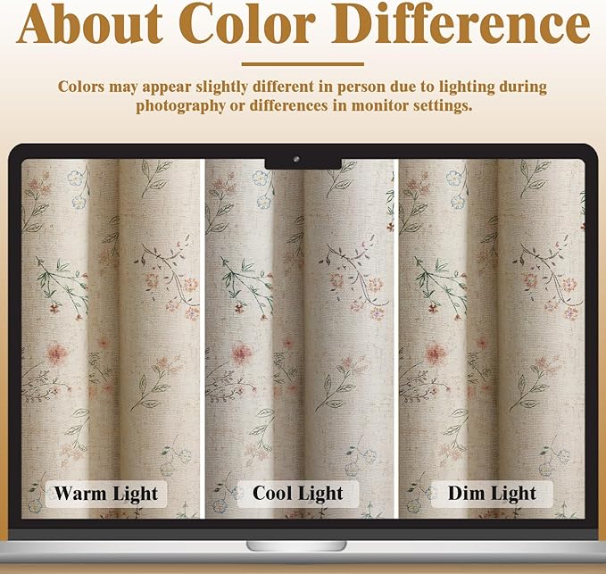 Boho Floral 100% Blackout Curtains 72 Inch Length 2 Panels Set, Linen Texture Farmhouse Curtains Beige Tassel for Living Room Bedroom Vintage Rustic Patterned Printed Western Rod Pocket