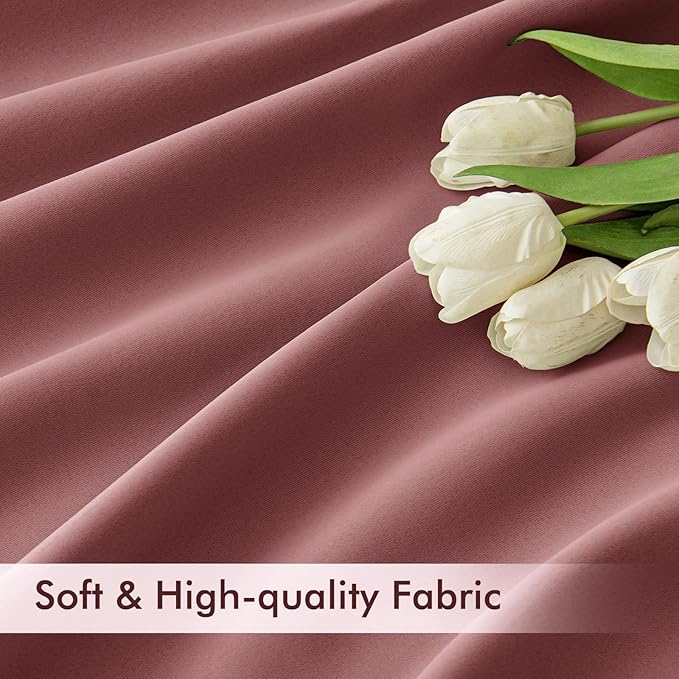 MIULEE Dusty Rose Back Tab Blackout Curtains 90 Inches Long 2 Panels Set for Living Room Bedroom Privacy, Rod Pocket/Pinch Pleat Thermal Insulated Room Darkening Pleated Light Blocking Drapes