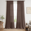 Cappuccino Linen Curtains 90 Inch Long 2 Panels Set for Bedroom Living Room, Soft Linen Textured Window Drapes Semi Sheer Light Filtering Rod Pocket Back Tab Morden Style 52x90