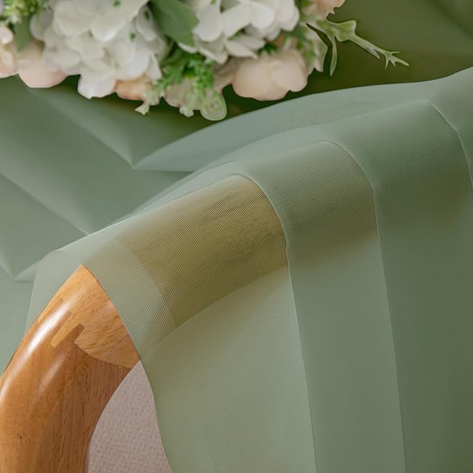 Aiyufeng Voile Sheer Sage Green Curtains - Transparent Light Weight Soft Window Treatment Curtain Panels with Rod Pocket Top for Patio Door/Living Room (W59 x L96, 2 Panels), Sage Green