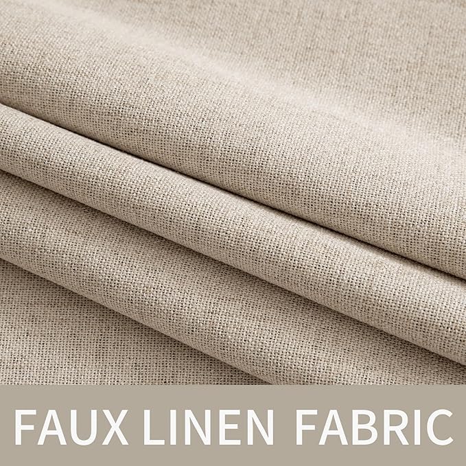 MIULEE Linen Textured Curtains for Bedroom Solid 100% Blackout Thermal Insulated Taupe Grommet Room Darkening Curtains & Drapes Luxury Decor for Living Room Nursery 52 x 54 Inch (2 Panels)