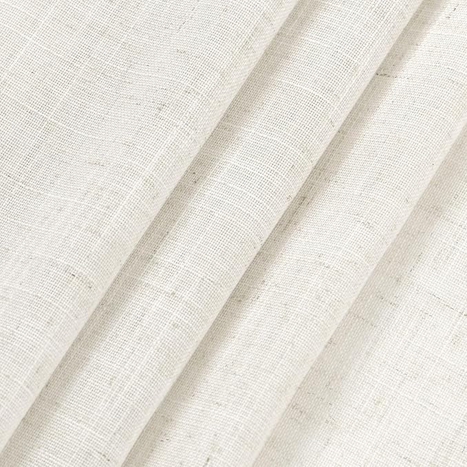 Nanspring Cream Small Linen Textured Curtains 24 Inch Length Light Filtering Semi Sheer Short Curtains Back Tab Rod Pocket Boho Kitchen Tier Window Curtain for Bathroom Basement Camper 26x24 Inches
