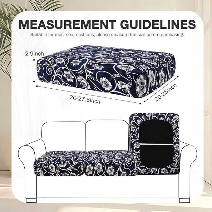hyha 4Pcs Patio Cushion Covers, Stretch Outdoor Couch Cushion Covers Replacement, Washable Outdoor Chair/Sofa Slipcovers for Patio Furniture Cushions Protector with Elastic Bottom(Baroque,Cover Only)