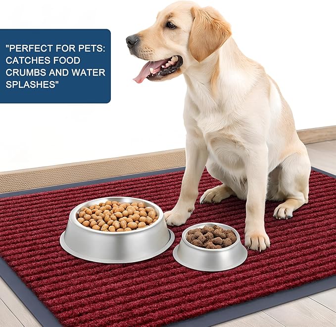 OLANLY Front Door Mat Indoor Outdoor Entrance, 2-Pack 35 x 23 Inch, Waterproof Heavy Duty Doormat, Fade Resistant, Low Profile, Easy Clean Patio Porch Welcome Floor Mats for Entry, Wine Red