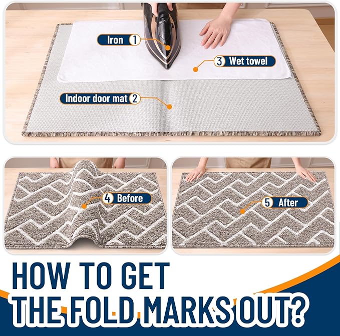 OLANLY Front Door Mat, Non-Slip Rubber Backing, Dirt Resistant and Absorbent, Washable, Easy to Clean Low-Profile Indoor Doormat for Back Door, Entryway, Inside Entrance, 40x32, Khaki