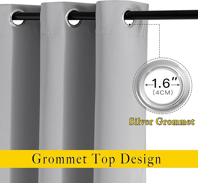 NICETOWN Light Reducing Grommet Curtains - Triple Woven Textured Soft Curtain Panels for Living Room Window Treatment Drapes for Sliding Door (W80 x L108, Silver Grey, 2 Pieces)