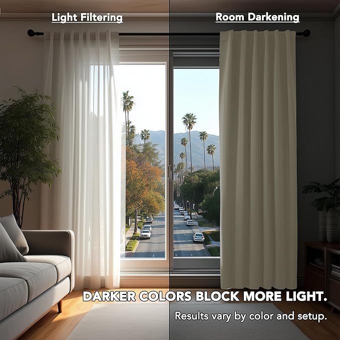 Deconovo Blackout Curtains, Thermal Insulated, W42 x L84 2 Panels, Back Tab, Machine Washable, Room-Darkening Drapes for Bedroom/Living Room Light Beige