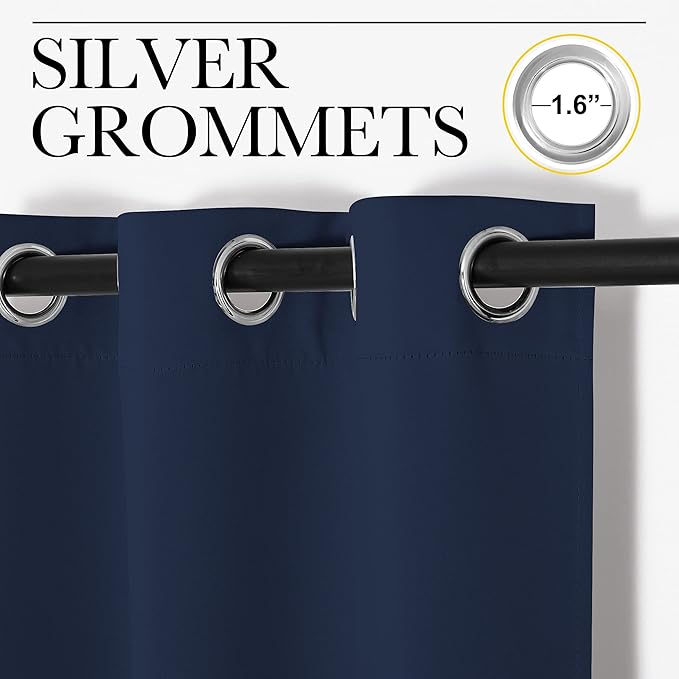 NICETOWN Blackout Curtain Panels, Window Treatment Energy Saving Thermal Insulated Solid Grommet Blackout Drapes/Draperies (Navy, 1 Pair, 42 by 48-inch)