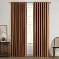 MIULEE 100% Blackout Linen Curtains for Bedroom, Brown Solid Luxury Decor Thermal Insulation Room Darkening Drapes for Living Room Nursery Back Tab Rod Pocket 42 x 63 Inches, 2 Panels