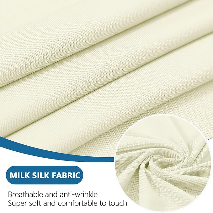 hyha Milk Silk Couch Cushion Covers, Soft Magic Sofa Covers Washable for 2 Cushion Couch, Stretch Sectional Outdoor Cushion Covers for Patio Furniture with Elastic Bottom(Medium, Cream)