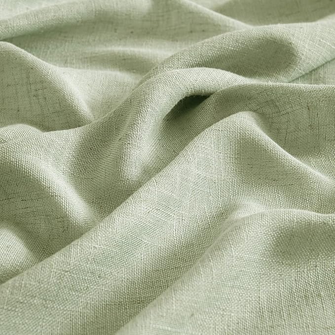 MIULEE Sage Green Linen Curtains 84 Inch Length for Bedroom Living Room, Soft Thick Linen Textured Window Drapes Semi Sheer Light Filtering Back Tab Rod Pocket Burlap Look Spring Decor, 2 Panels