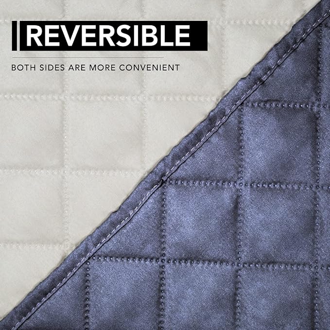 Easy-Going Oversized Recliner Chair Cover Reversible Couch Cover Sofa Cover for Dogs Water Resistant Furniture Protector with Elastic Strap for Pet (Oversized Recliner, Dark Blue/Ivory)