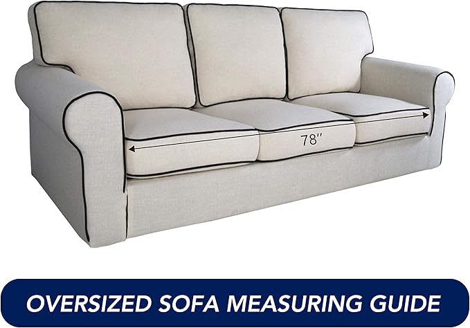 PureFit Super Stretch Oversized Sofa Slipcover – Spandex Non Slip Soft Couch Sofa Cover, Washable Furniture Protector with Non Skid Foam and Elastic Bottom for Kids, Pets （Oversized Sofa, Black）