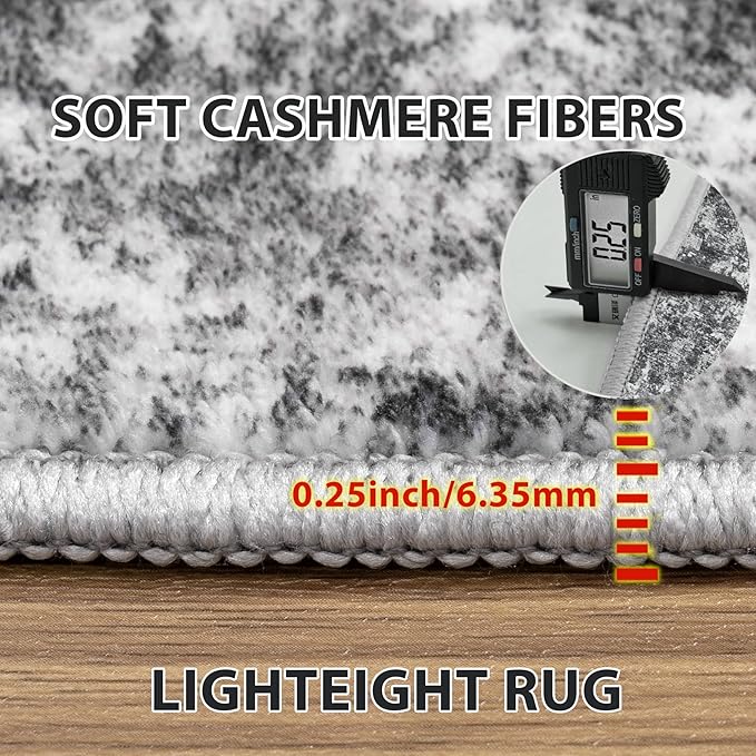9x12 Area Rugs for Living Room Rug Washable: Abstract Large Rug for Dining Room Bedroom Carpet Non Slip 9 by 12 Indoor Modern Nursery Home Office Black Grey