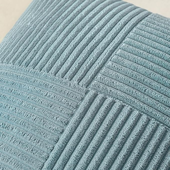 MIULEE Sky Blue Decorative Throw Pillow Covers 16x16 Inch for Couch Bed Sofa Pack of 2 Boho Farmhouse Throw Pillows Soft Cross Corduroy Patchwork Textured Cushion Cases